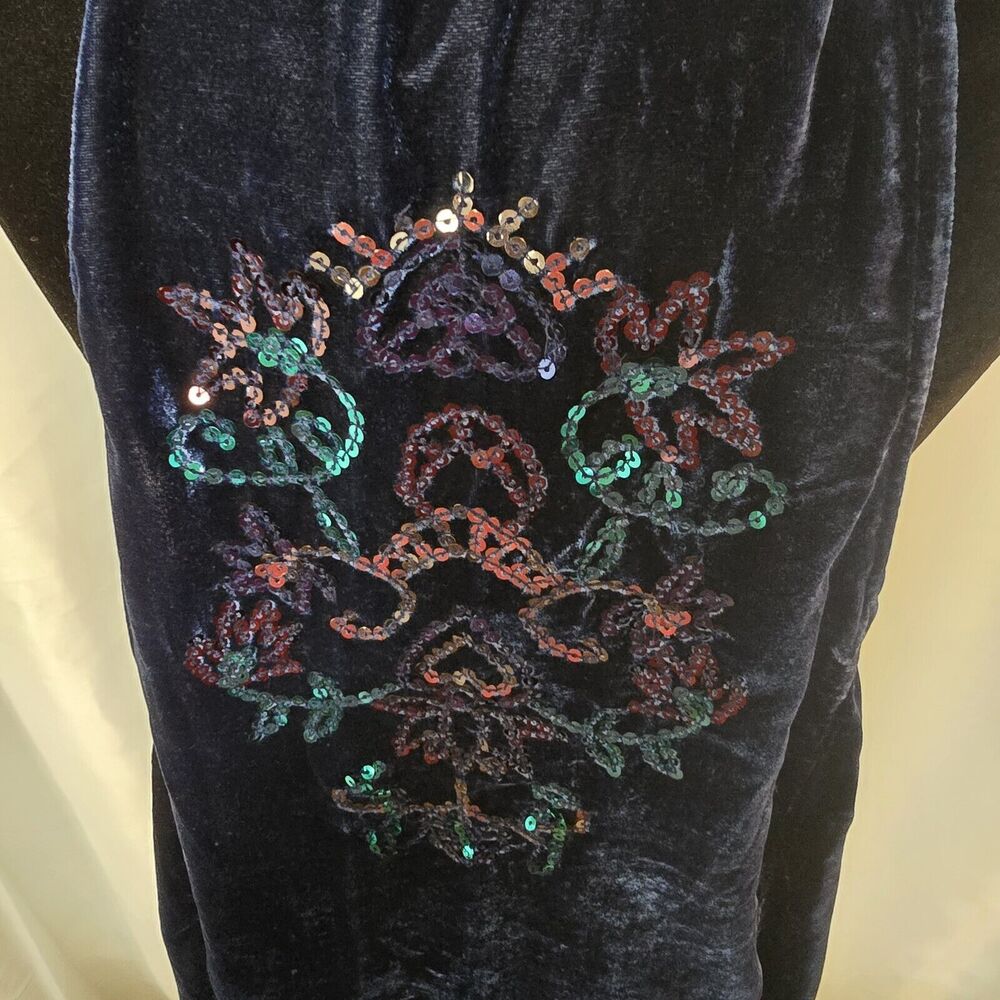 Free People Jill Velvet Sequin Swing Mini Dress Medium Womens Blue Party Dress - Picture 10 of 12